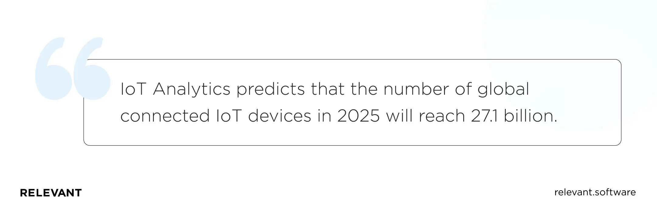 IoT Analytics predicts that the number of global connected IoT devices in 2025 will reach 27.1 billion.