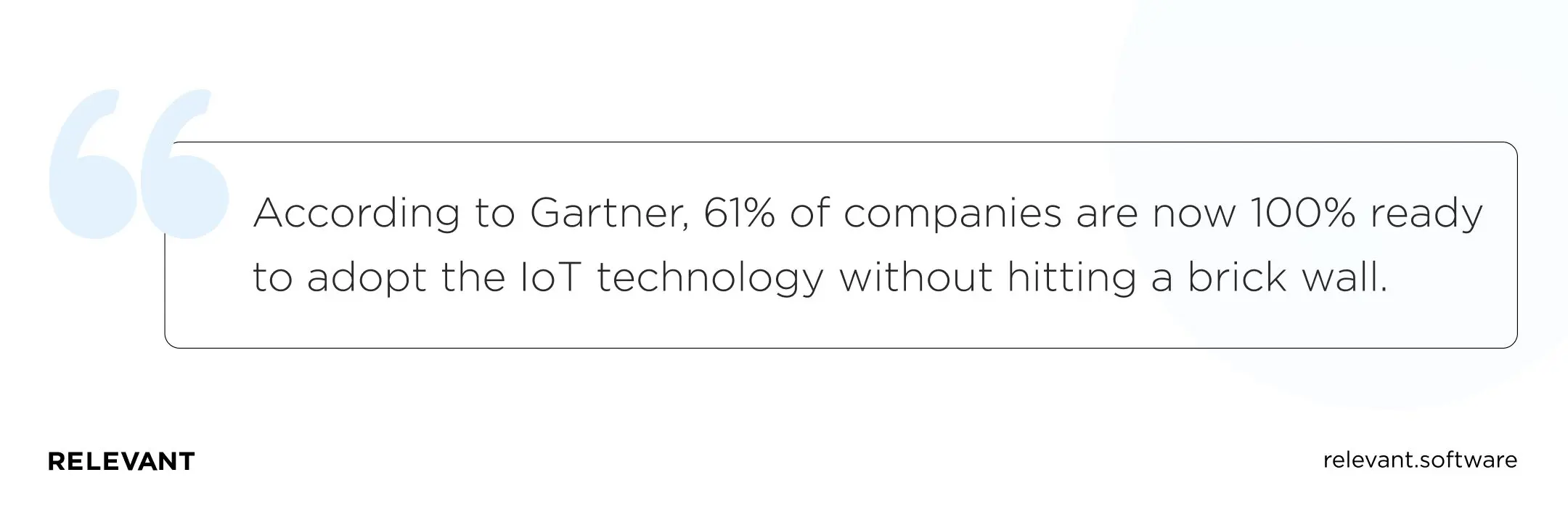 According to Gartner, 61% of companies are now 100% ready to adopt the IoT technology without hitting a brick wall.