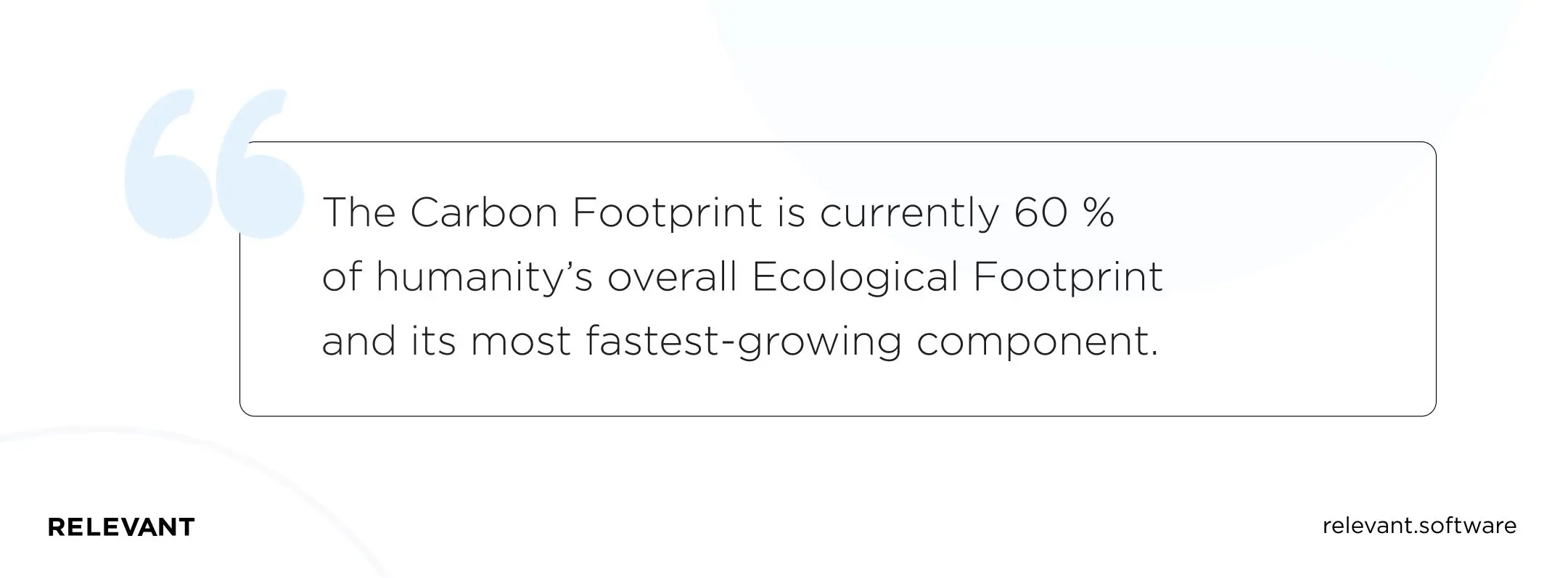The Carbon Footprint is currently 60 % of humanity’s overall Ecological Footprint and its most fastest-growing component.