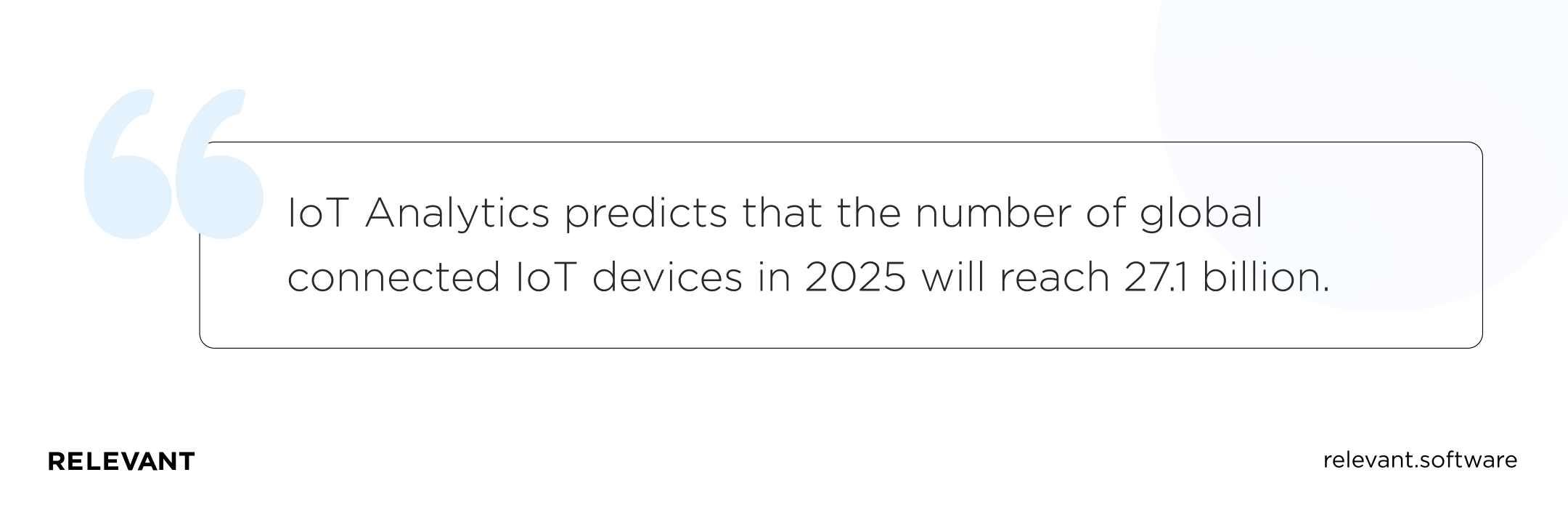IoT Analytics predicts that the number of global connected IoT devices in 2025 will reach 27.1 billion.