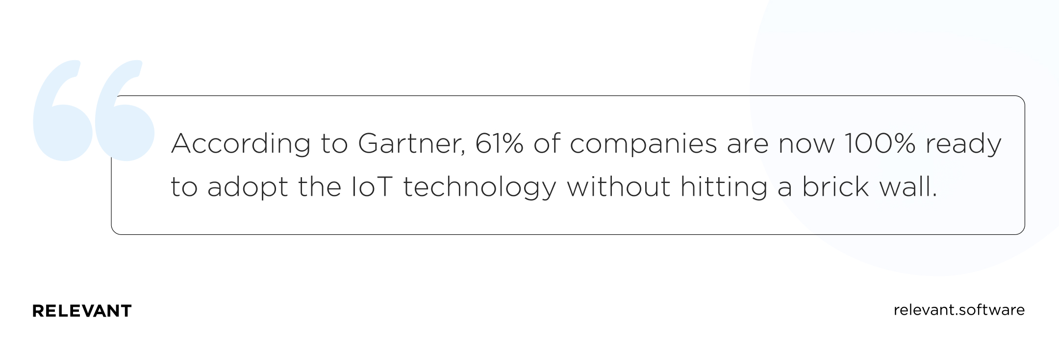 According to Gartner, 61% of companies are now 100% ready to adopt the IoT technology without hitting a brick wall.