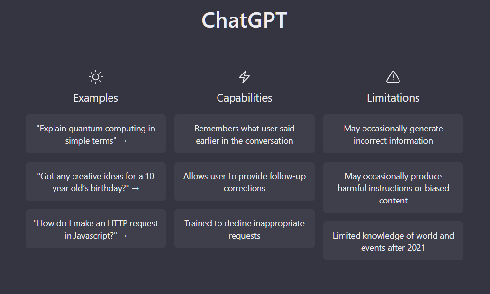 ChatGPT interface