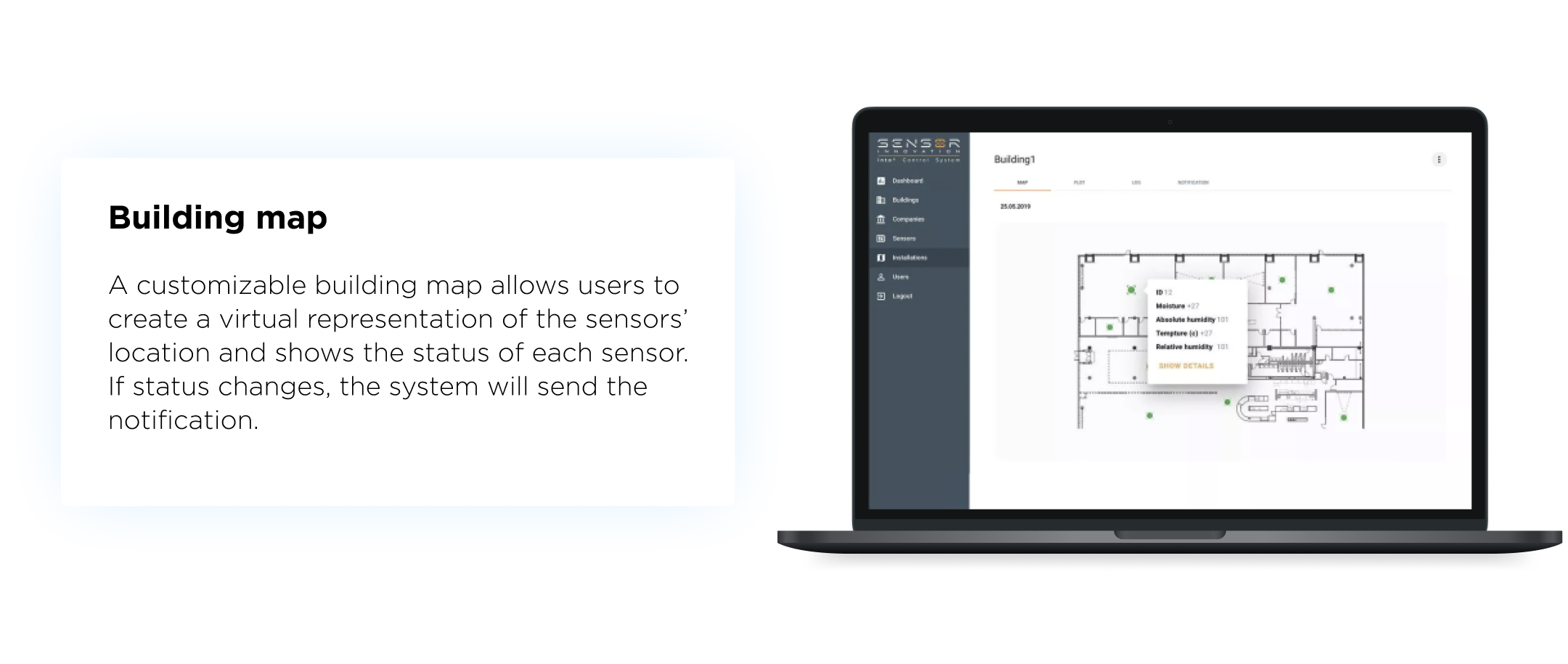 Sensor Innovation - Water Leakage Detection Software - Map feature