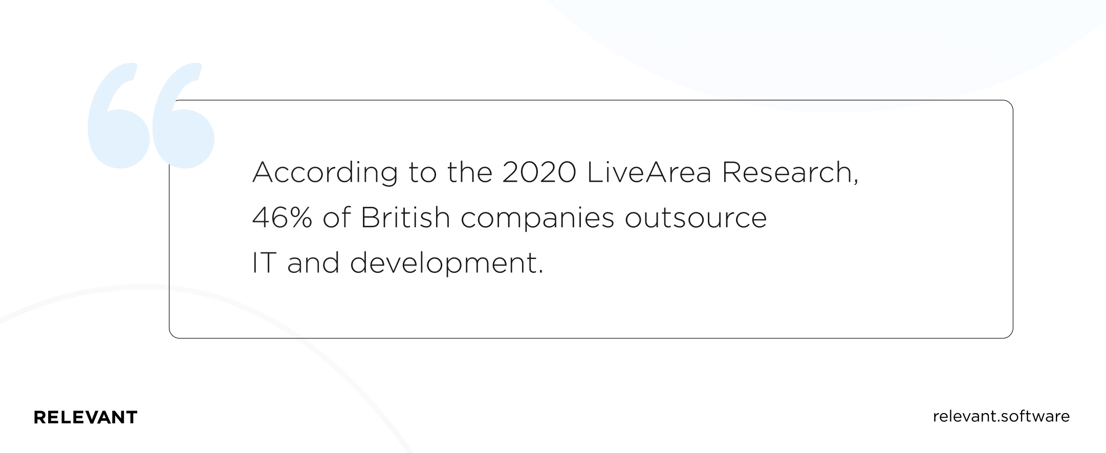 According to the 2020 LiveArea Research, 46% of British companies outsource IT and development.