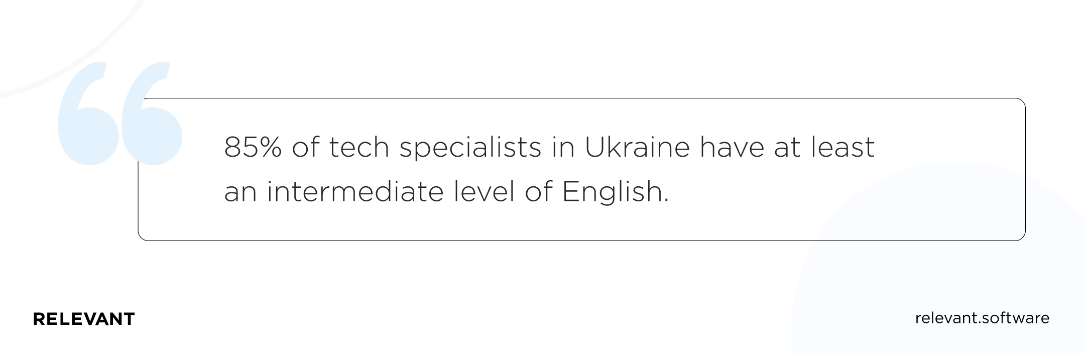 85% of tech specialists in Ukraine have at least an intermediate level of English.