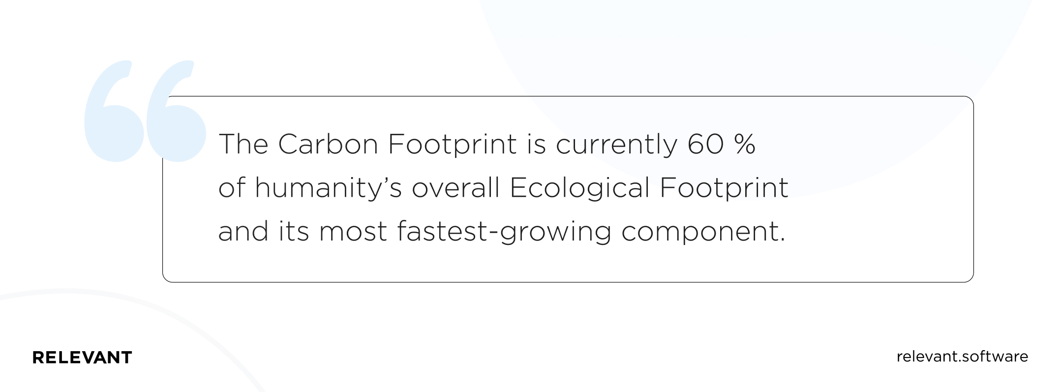 The Carbon Footprint is currently 60 % of humanity’s overall Ecological Footprint and its most fastest-growing component.